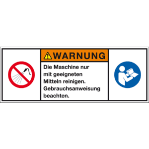 Produktsicherheitsschild Warnung Die Maschine nur, RoHS konform, Folie, 200x75mm Bild 1