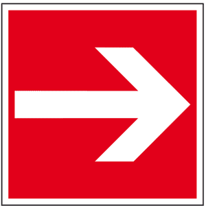 Brandschutzzeichen Richtungsangabe, praxisbewährt, Kunststoff, 200 x 200mm Bild 1