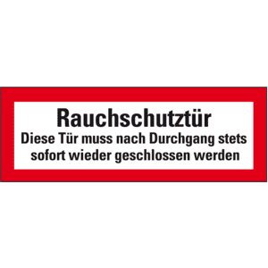 Feuerwehrzeichen Rauchschutztür Diese Tür muss nach Durchgang stets sofort wieder geschlossen werden, Folie, 210x74mm Bild 1