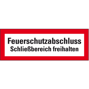 Feuerwehrschild Feuerschutzabschluss Schließbereich freihalten, Folie, 297x105mm Bild 1