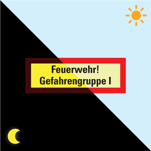 PERMALIGHT® power Feuerwehrschild Feuerwehr! Gefahrengruppe I, Folie, 210 x 74mm Bild 1