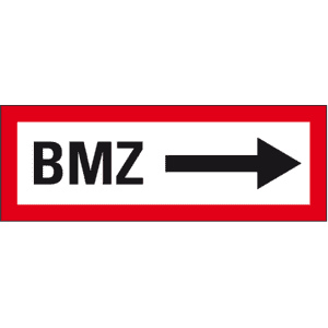Feuerwehrschild BMZ rechts, Folie, selbstklebend, 297 x 105mm Bild 1