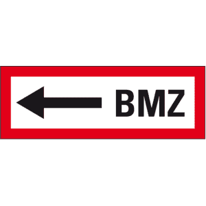 Feuerwehrschild BMZ links, Folie, selbstklebend, 297 x 105mm Bild 1