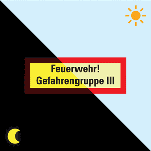 PERMALIGHT® power Feuerwehrschild Feuerwehr! Gefahrengruppe III, Folie, 210 x 74mm Bild 1