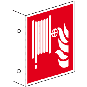 Brandschutz-Fahnenschild Löschschlauch, doppelseitig, ASR/ISO, Kunststoff, 200x200mm Bild 1