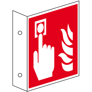 Brandschutz- Fahnenschild Brandmelder, ASR / ISO, Kunststoff, 200 x 200mm Bild 1
