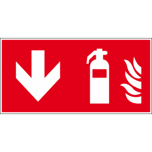Brandschutzzeichen Feuerlöscher unten, ASR / ISO, Kunststoff, 300 x 150mm Bild 1