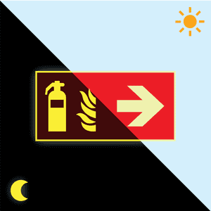 PERMALIGHT® power Brandschutzschild Feuerlöscher re, ASR/ISO, Kunststoff, 300x150mm Bild 1