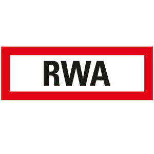 Feuerwehrzeichen RWA (Rauch - und Wärmeabzug), DIN 4066, Folie, 297x105mm Bild 1