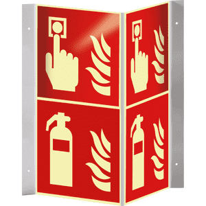 PERMALIGHT® power Brandschutz-Nasenschild Feuerlöscher und Brandmelder, 200x400mm Bild 2