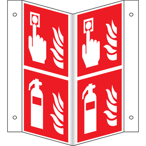 Brandschutz- Nasenschild Feuerlöscher und Brandmelder, Kunststoff, 200 x 400mm Bild 2
