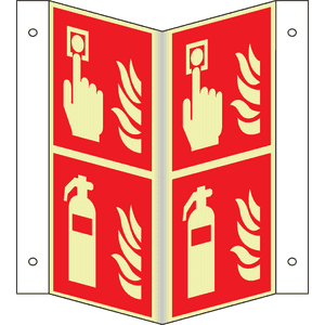 PERMALIGHT® power Brandschutz-Nasenschild Feuerlöscher und Brandmelder, 200x400mm Bild 3