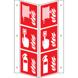 Brandschutz- Nasenschild Feuerlöscher, Brandmelder, Löschschlauch, 200 x 600mm Bild 2