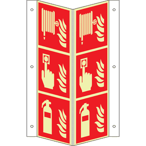 PERMALIGHT® power Nasenschild Feuerlöscher, Brandmelder, Löschschlauch, 200x600mm Bild 3
