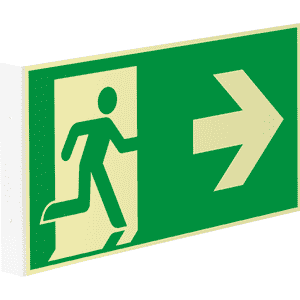 PERMALIGHT® power Fahnenschild Rettungswegzeichen rechts/links, ASR/ISO, Kunststoff, 300x150mm Bild 2