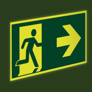 PERMALIGHT® power Fahnenschild Rettungswegzeichen rechts/links, ASR/ISO, Kunststoff, 300x150mm Bild 3