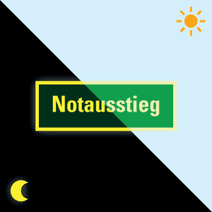 PERMALIGHT® power Rettungszeichen Notausstieg, praxisbewährt, Folie, 297 x 105mm Bild 1