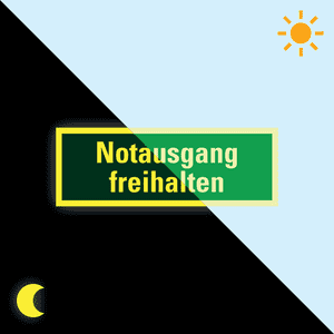 PERMALIGHT® power Rettungszeichen Notausgang freihalten, praxisbewährt, Folie, 297x105mm Bild 1