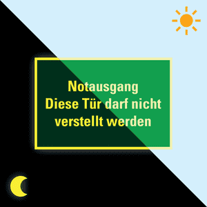 PERMALIGHT® power Rettungszeichen Notausgang Tür darf nicht verstellt werden, pb, Folie, 300x200mm Bild 1