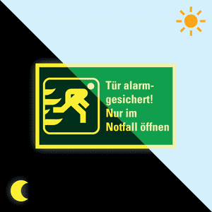 PERMALIGHT® power Rettungszeichen Tür alarmgesichert! ..., pb, Folie, 200x120mm Bild 1
