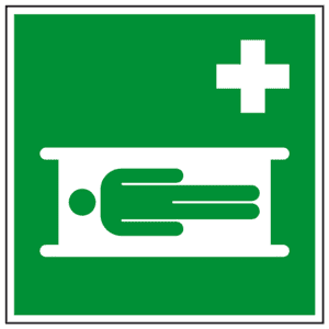 Rettungszeichen Krankentrage, ASR / ISO, Folie, selbstklebend, 200 x 200mm Bild 1