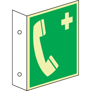PERMALIGHT® power Fahnenschild Notruftelefon, doppelseitig, ASR/ISO, Kunststoff, 200x200mm Bild 2
