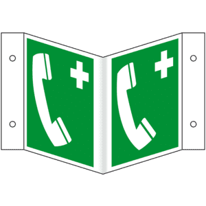 Rettungs- Nasenschild Notruftelefon, ASR / ISO, Kunststoff, 200 x 200mm Bild 1