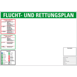 Flucht - und Rettungswegplan, im Rahmen, DIN ISO 23601, Kunststoff, 594x420mm Bild 1