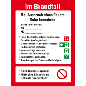 Aushang Verhaltensregeln Im Brandfall, Kunststoff, 210 x 297mm Bild 1