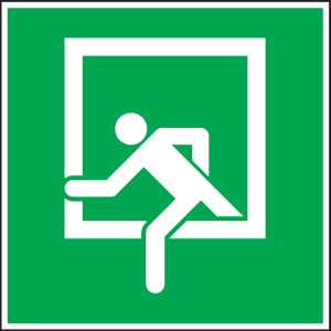 Rettungszeichen Notausstieg, ASR / ISO, Folie, selbstklebend, 200 x 200mm Bild 1