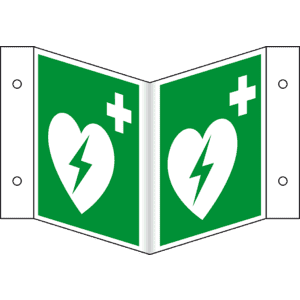 Rettungs-Nasenschild Automatisierter Externer Defibrillator (AED), ASR/ISO, Kunststoff, 200x200mm Bild 1