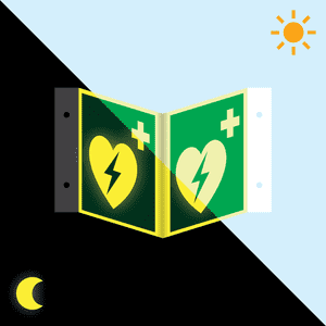 PERMALIGHT® power Nasenschild Automatisierter Externer Defibrillator (AED), ASR/ISO, Kunststoff, 200x200mm Bild 1