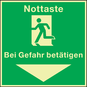 PERMALIGHT® power Rettungszeichen Nottaste bei Gefahr betätigen, DGUV, Folie, 70x70mm Bild 2