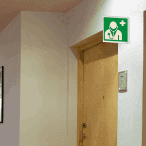 PERMALIGHT® power Fahnenschild Arzt, doppelseitig, ASR/ISO, Kunststoff, 200x200mm Bild 3