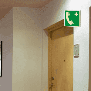 PERMALIGHT® power Fahnenschild Notruftelefon, doppelseitig, ASR/ISO, Kunststoff, 200x200mm Bild 3