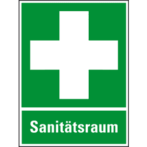 Rettungs- Kombischild Erste Hilfe, Sanitätsraum, ASR / ISO, Kunststoff, 300 x 400mm Bild 1