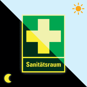 PERMALIGHT® power Rettungs-Kombischild Sanitätsraum, ASR/ISO, Kunststoff, 300x400mm Bild 1