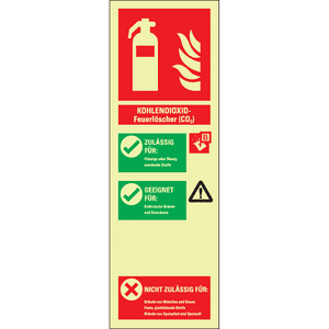 PERMALIGHT® power Aushang für Kohlendioxid- Feuerlöscher, Kunststoff, 100 x 300mm Bild 2
