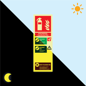 PERMALIGHT® power Aushang für Kohlendioxid- Feuerlöscher, Kunststoff, 100 x 300mm Bild 1