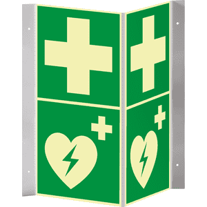 PERMALIGHT® power Rettungs- Nasenschild Erste Hilfe, Defibrillator, 200 x 400mm Bild 2