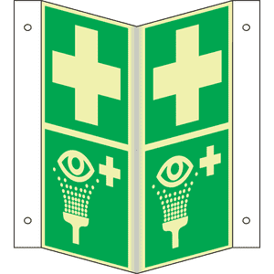 PERMALIGHT® power Nasenschild Erste Hilfe/Augenspüleinrichtung, Kunststoff, 200x400mm Bild 2