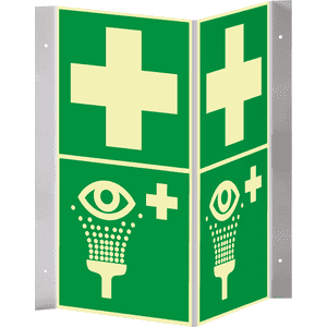 PERMALIGHT® power Nasenschild Erste Hilfe/Augenspüleinrichtung, Kunststoff, 200x400mm Bild 1