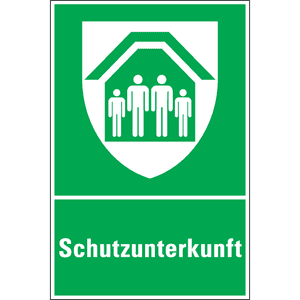 Rettungs- Kombischild Schutzunterkunft, ISO, Aluminium, 400 x 600mm Bild 1