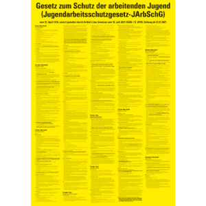 Aushang Jugendarbeitsschutzgesetz- JArbSchG, Kunststoff, 700 x 1000mm Bild 1