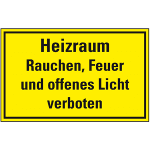 Hinweisschild Heizraum Rauchen, Feuer und offenes Licht verboten, Folie, selbstklebend, 300x200mm Bild 1
