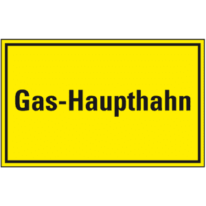 Hinweisschild Gas- Haupthahn, Recycling- Verbundplatte, 300 x 200mm Bild 1
