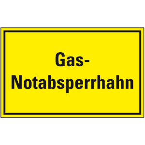Hinweisschild Gas- Notabsperrhahn, Kunststoff, 300 x 200mm Bild 1