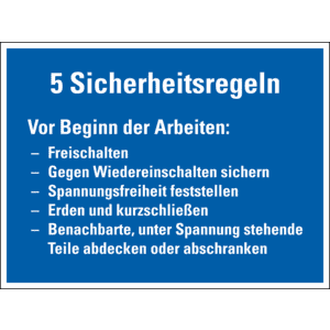 Hinweisschild 5 Sicherheitsregeln Vor Beginn der Arbeiten, Kunststoff, 200x150 mm Bild 1