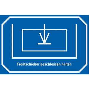 Maschinen-Hinweisschild Frontschieber geschlossen halten, Folie, 150x100mm Bild 1