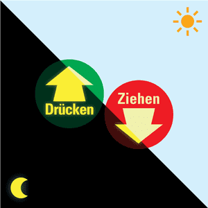 PERMALIGHT® power Türhinweis Drücken und Ziehen, doppelseitig, Folie, selbstklebend, Ø 100mm Bild 1